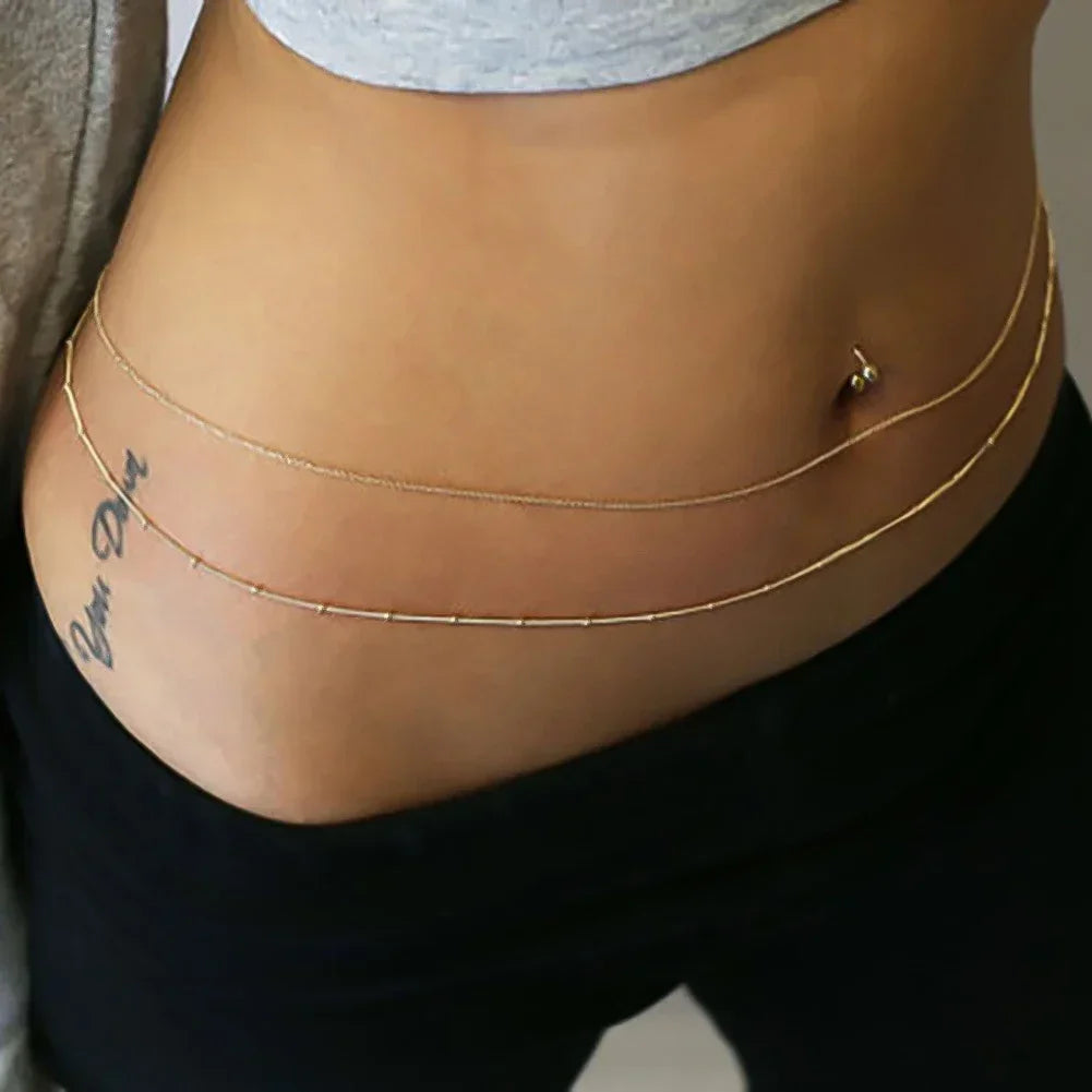 Thin Beaded Belly Chain for Women