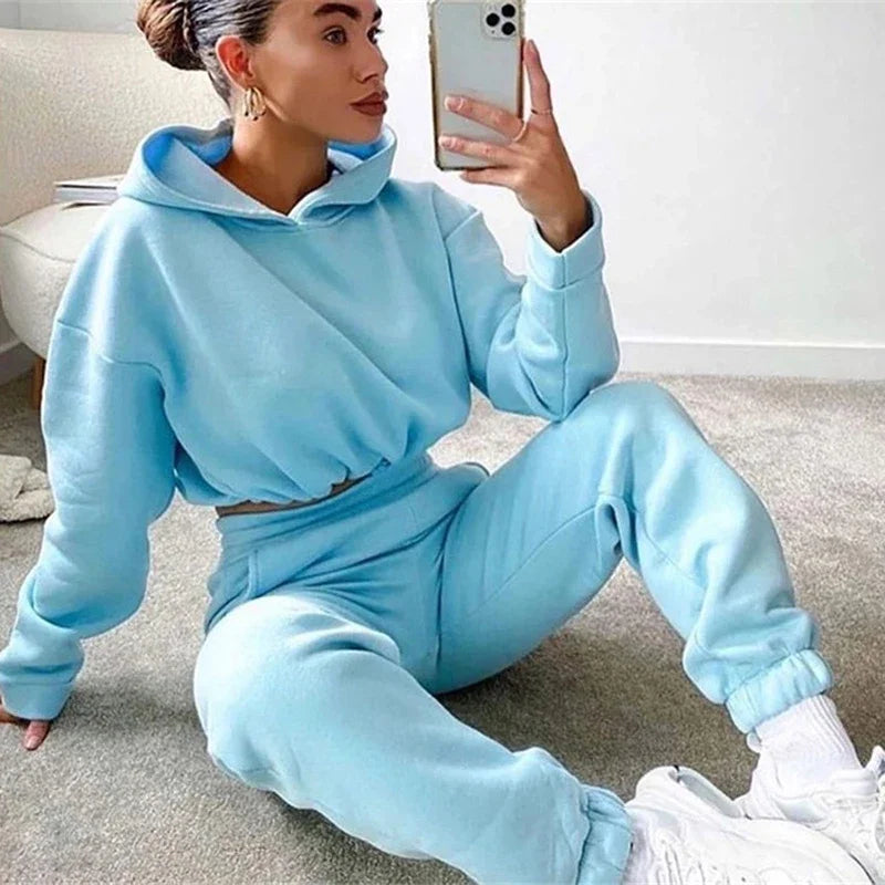 Soft Women's Two Piece Comfortable Drawstring Versatile Daily Casual Set