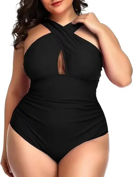 Women's Plus Size One Piece Swimsuits Front Cross
