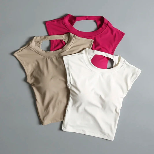 Women's Short Backless Sports T-shirt