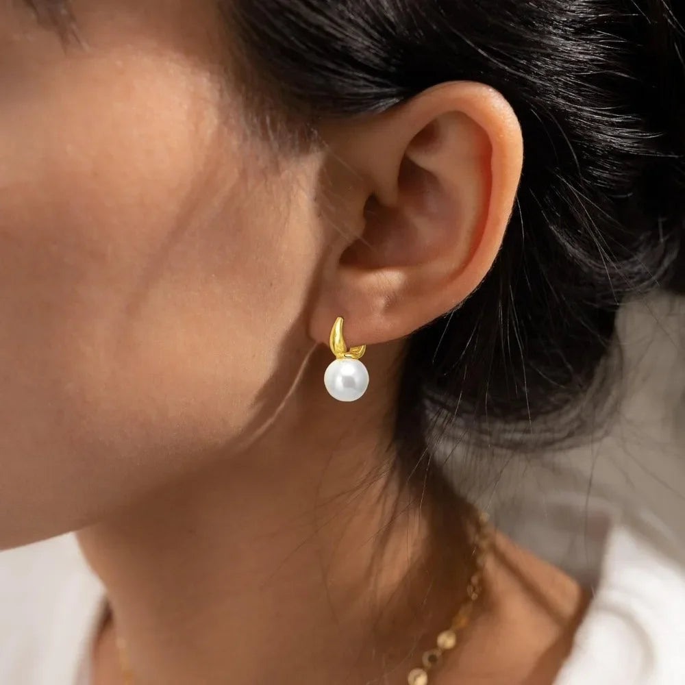 Dainty Gold Pearl Earrings for Women