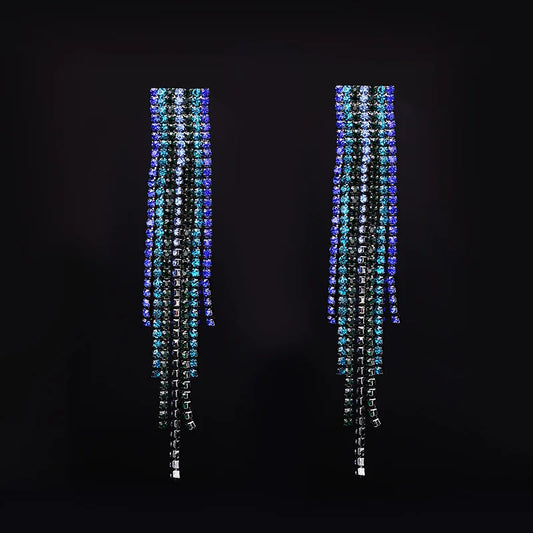 Long Tassel Crystal Earrings for Women