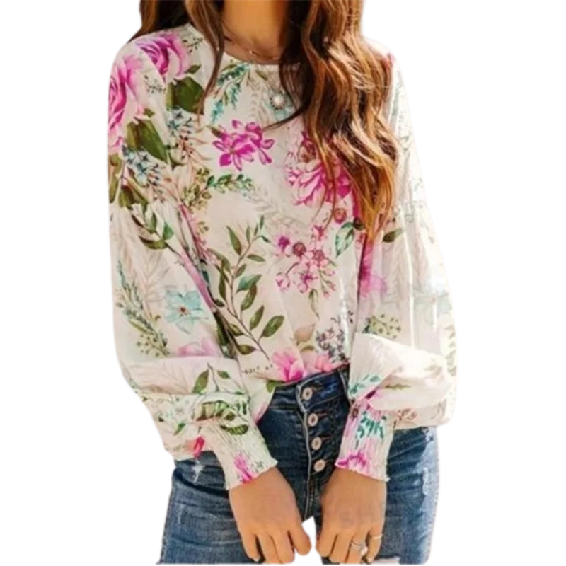 Women's Floral Loose Long Sleeve Top