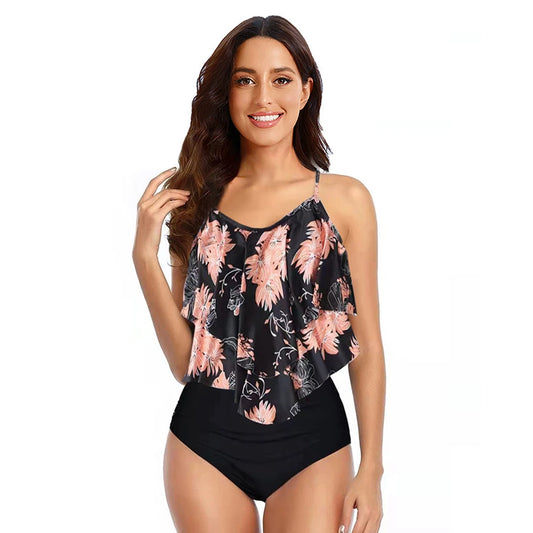 Women's Ruffled Tankini High Waisted Set