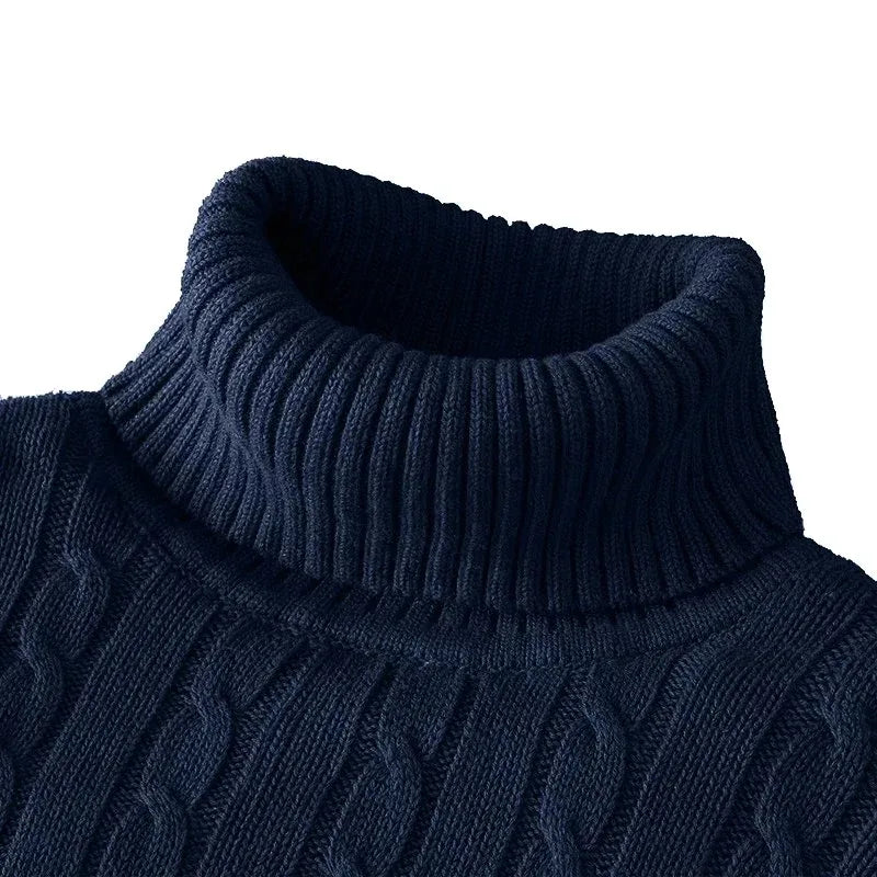 Men's Long Sleeve Slim Fit Knitted Turtleneck Sweater
