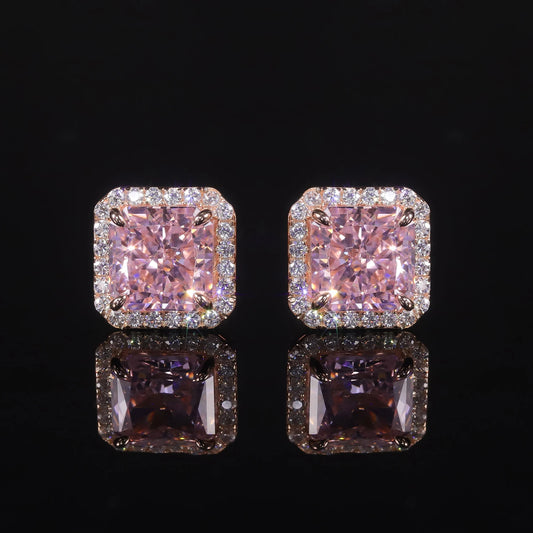 Women's Sterling Silver Pink Halo Earrings