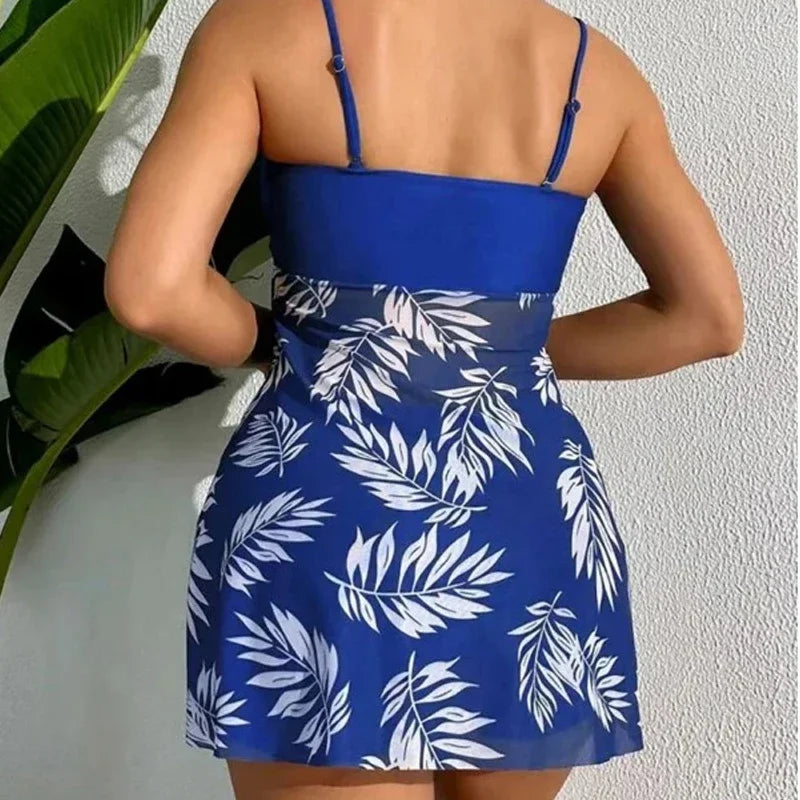Women's High-waisted Mesh Print Swimsuit