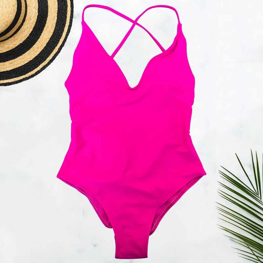 Solid Plus-Size One Piece Swimsuit Women