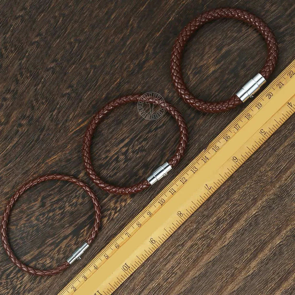 Black Brown Braided Rope Leather Bracelet For Men Women
