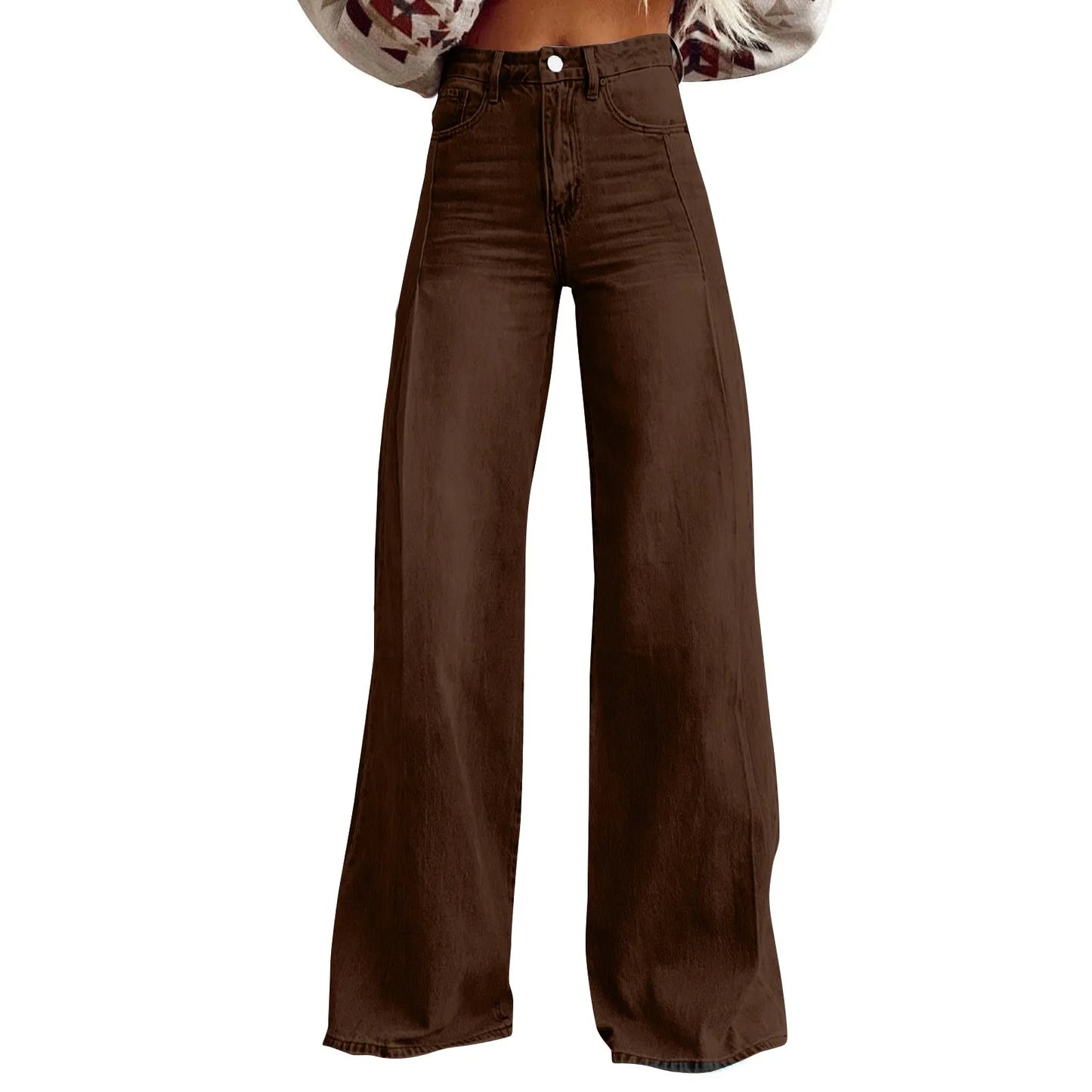 Women's Vintage Jeans Irregular High Waist Slimming Wide Leg