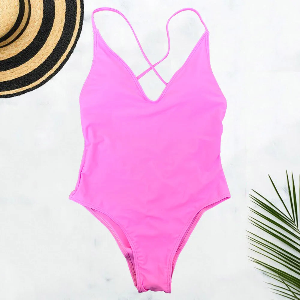 Solid Plus-Size One Piece Swimsuit Women