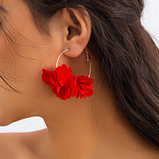 Salircon Bohemian Colorful Flower Pendant Earrings For Women