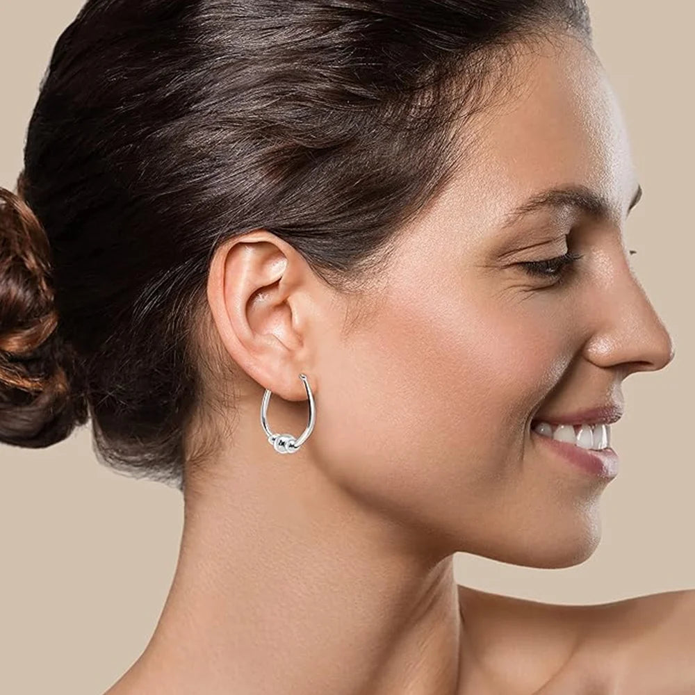 Women's Bead Ball Hoop Earrings