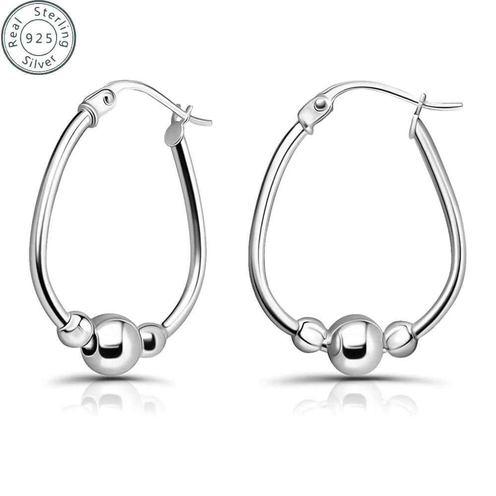 Women's Bead Ball Hoop Earrings