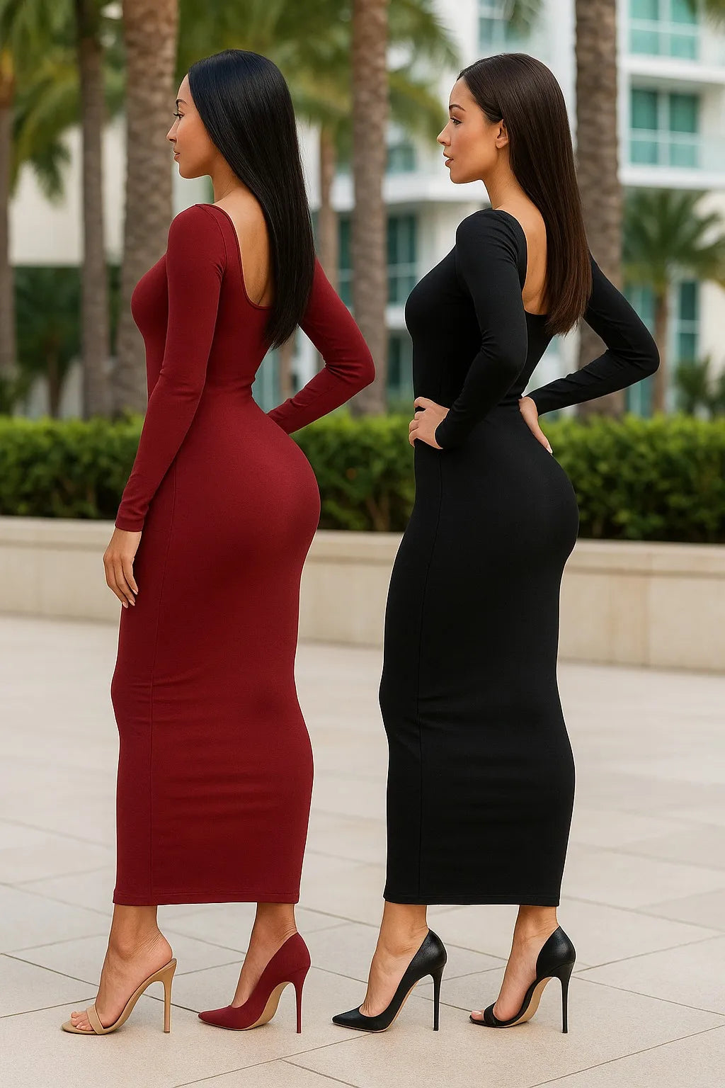 Chic Basic Minimalist Scoop Neck Ankle-Length Knit Long Dress