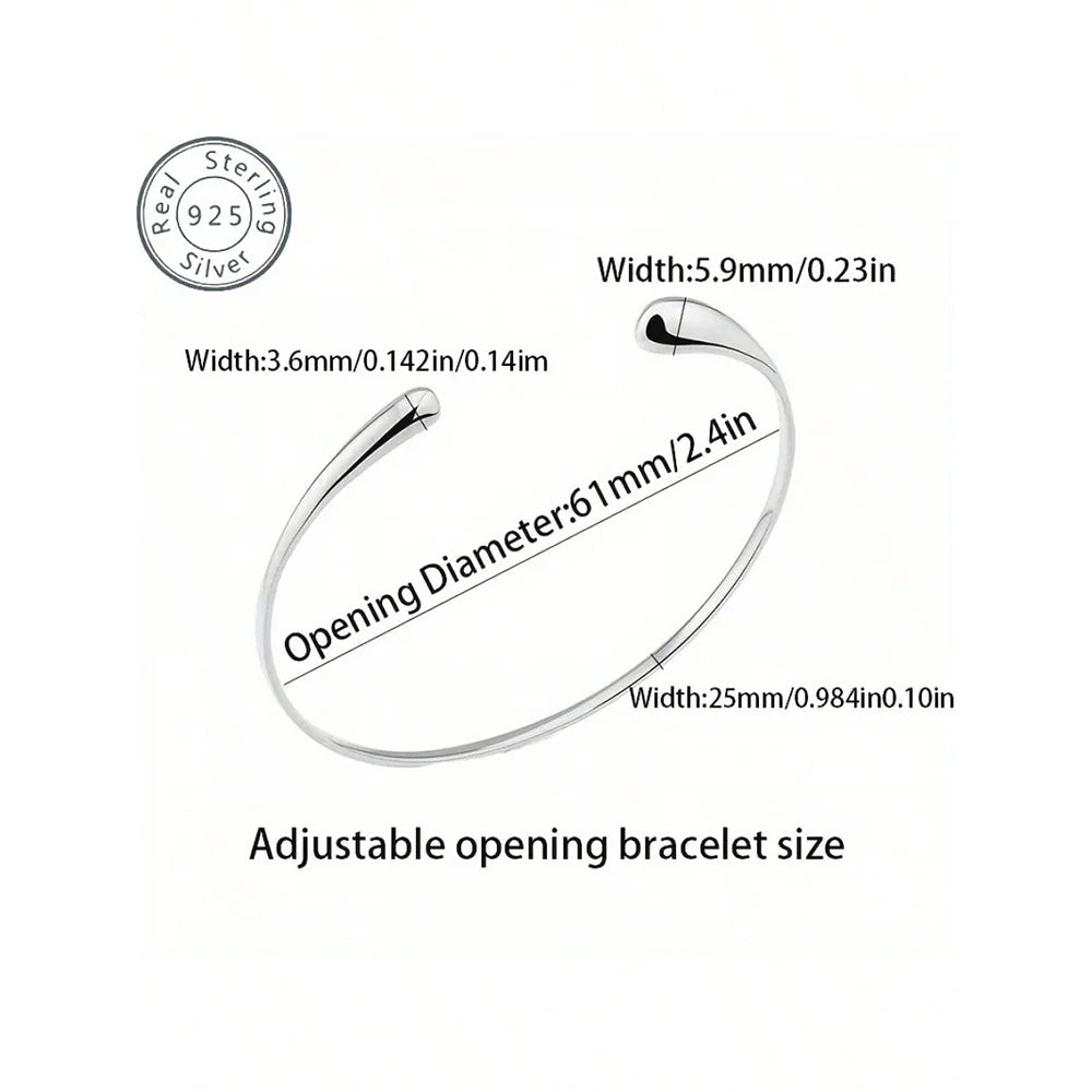 Sterling Silver Teardrop Cuff Bangle Bracelet for Women