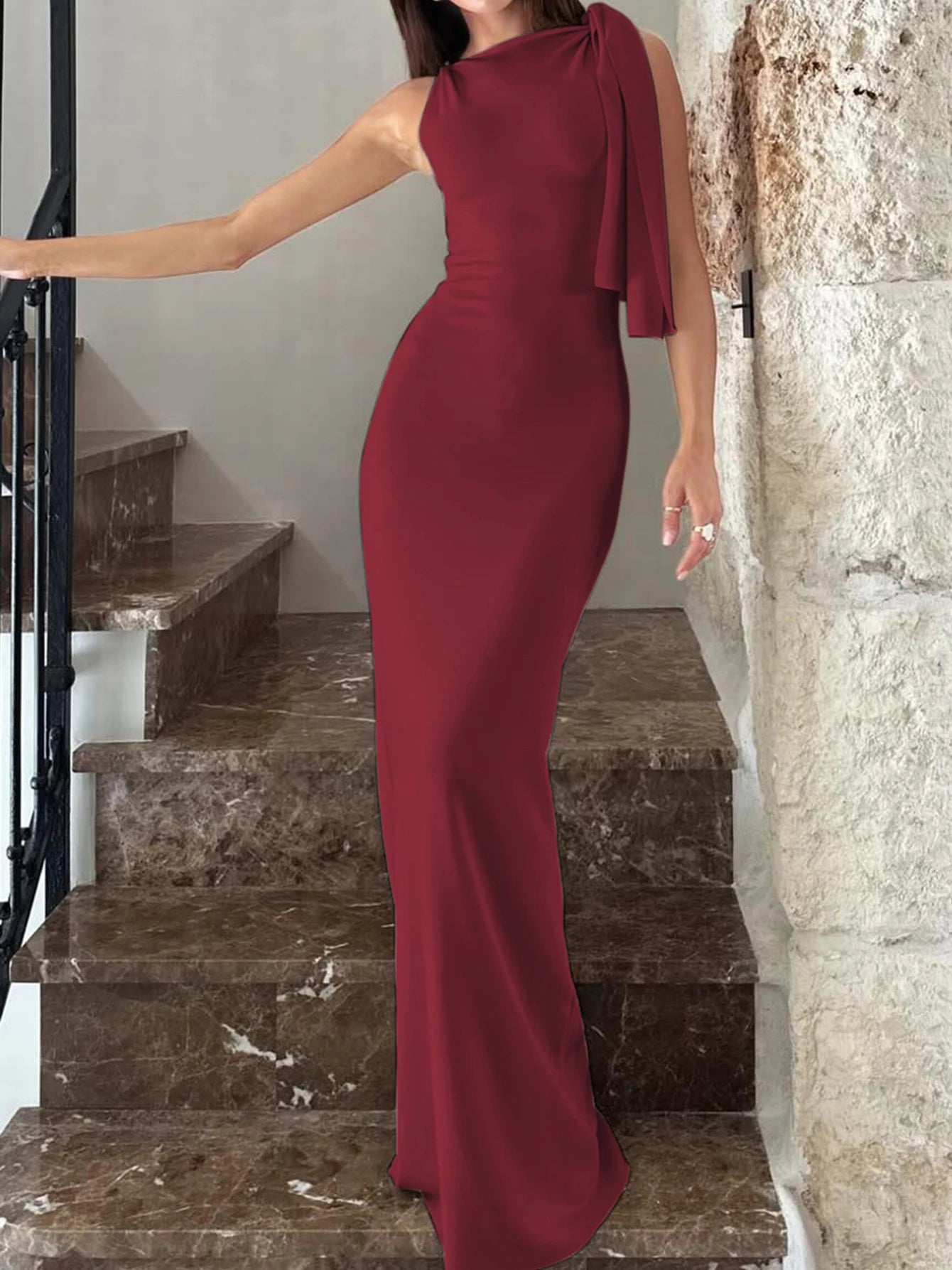 Women's O Neck Sleeveless Bodycon Long Dress