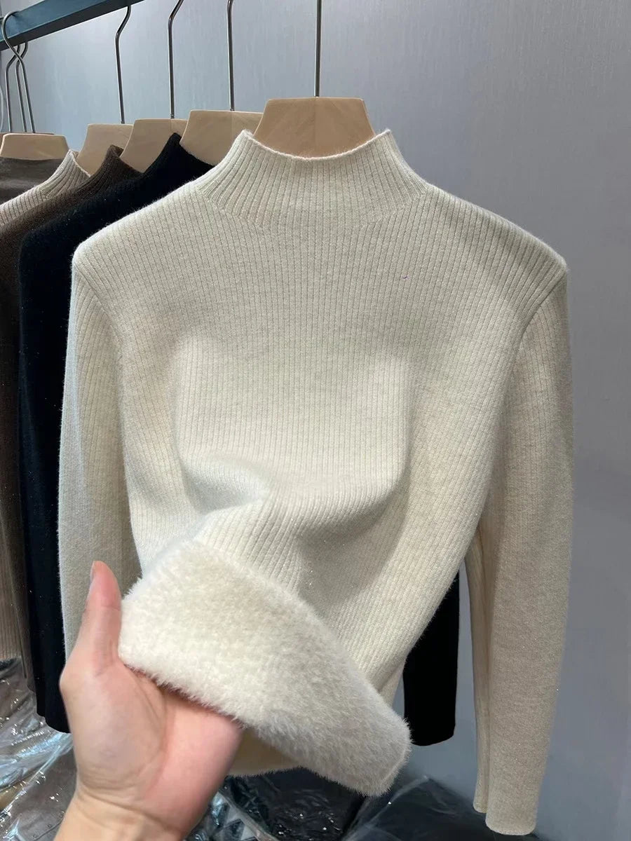 Women's Fleece-lined Turtleneck Sweater