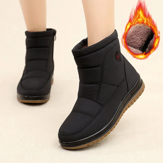 Women's Fleece-Lined Winter Ankle Boots with Slip-Resistant Sole