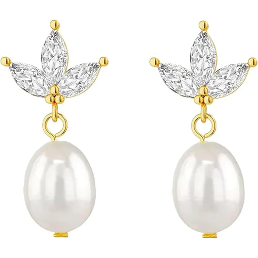 Dainty Gold Pearl Earrings for Women