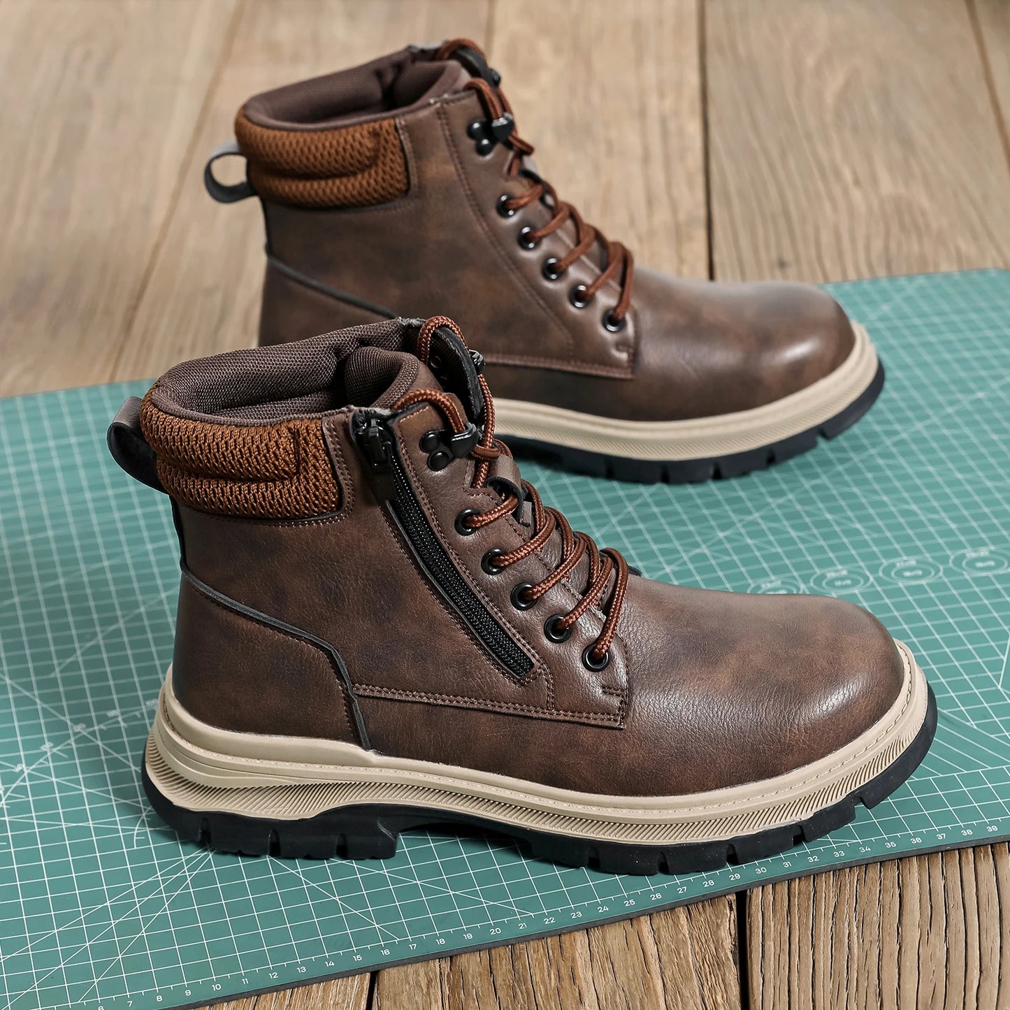 Men's Light Weight Steel Toe Leather Boots