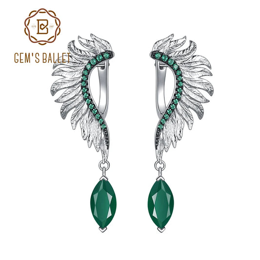 Women's Angel Wings Feather Sterling Silver Earrings
