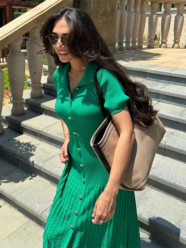 Women's Elegant Knitted Short Sleeve Dress