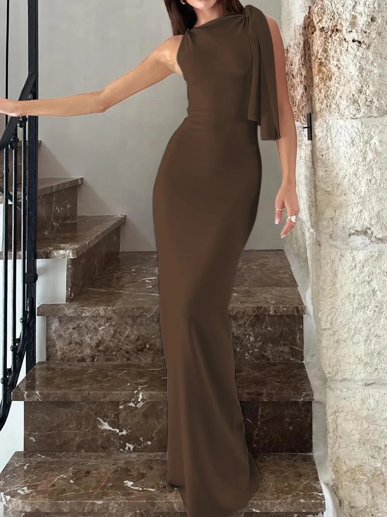 Women's O Neck Sleeveless Bodycon Long Dress