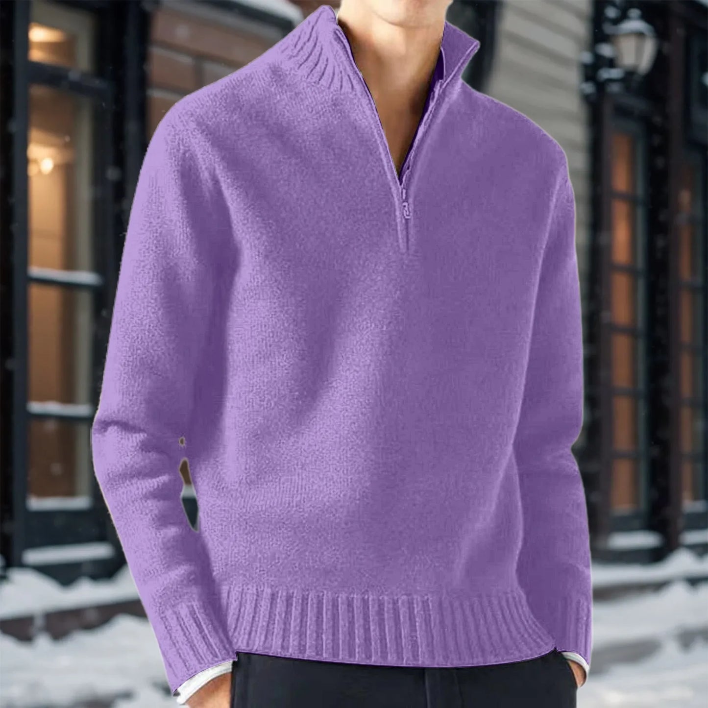 Men's Knit Half Zip Long Sleeve Sweater