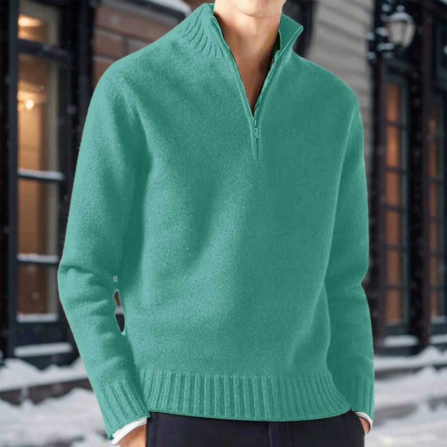 Men's Knit Half Zip Long Sleeve Sweater
