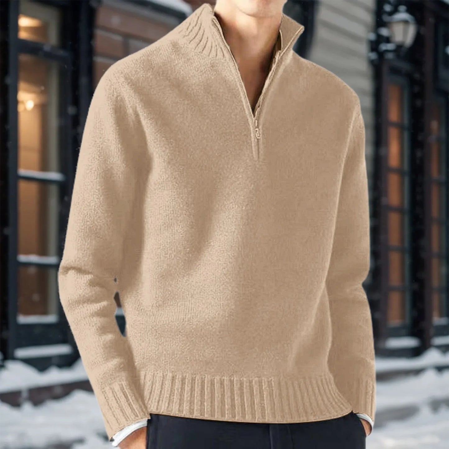 Men's Knit Half Zip Long Sleeve Sweater