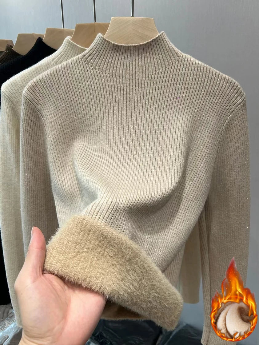 Women's Fleece-lined Turtleneck Sweater