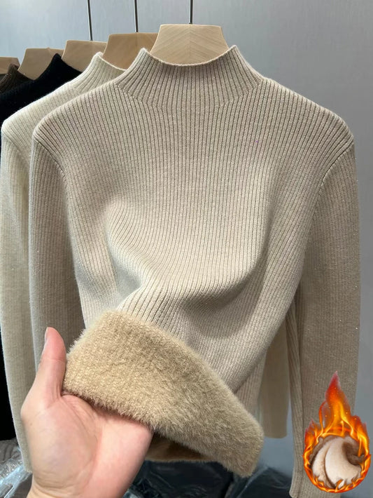 Women's Fleece-lined Turtleneck Sweater