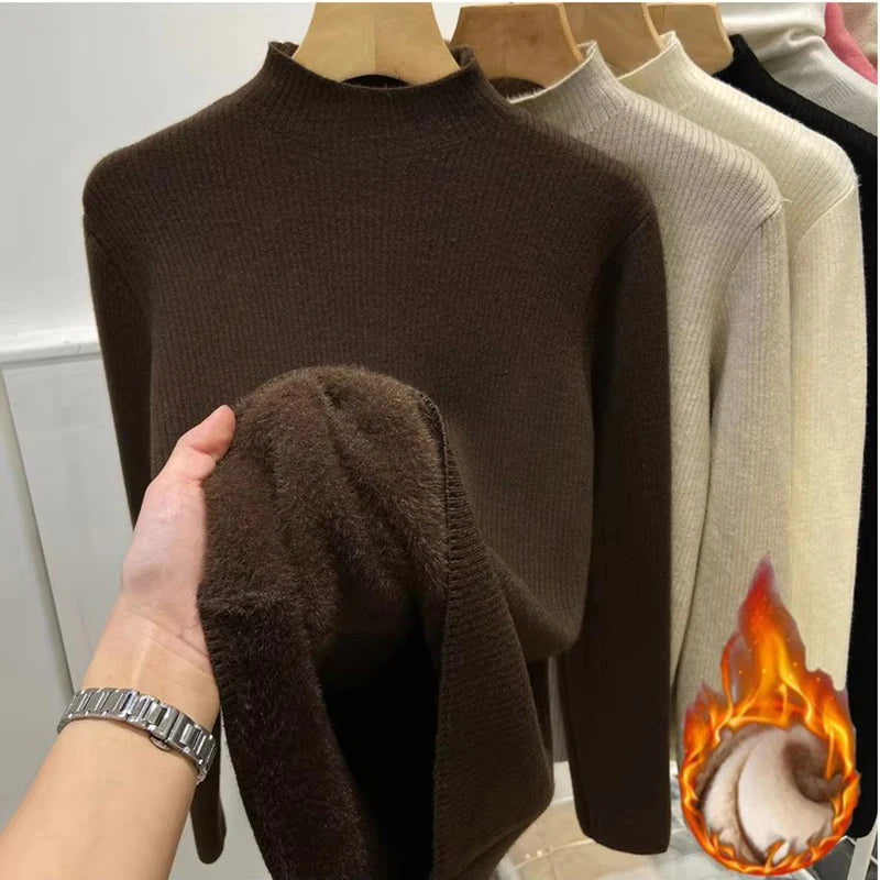 Women's Fleece-lined Turtleneck Sweater