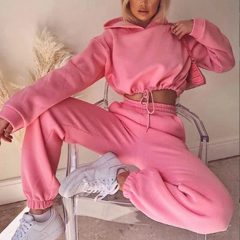 Soft Women's Two Piece Comfortable Drawstring Versatile Daily Casual Set