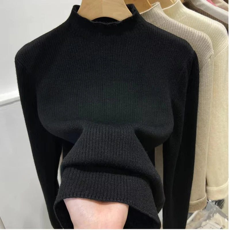 Women's Fleece-lined Turtleneck Sweater