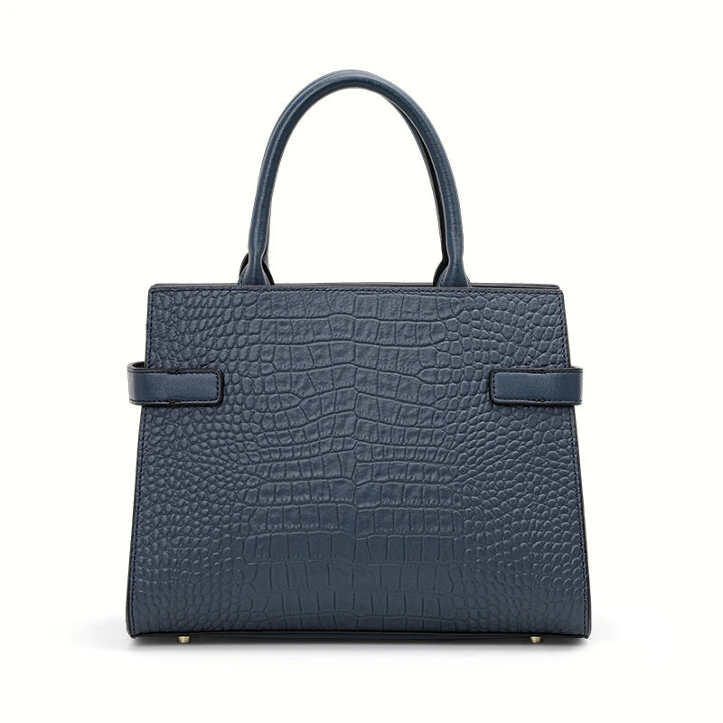 Aidrani Light Luxury Crocodile Genuine Blue Leather Women's Bag