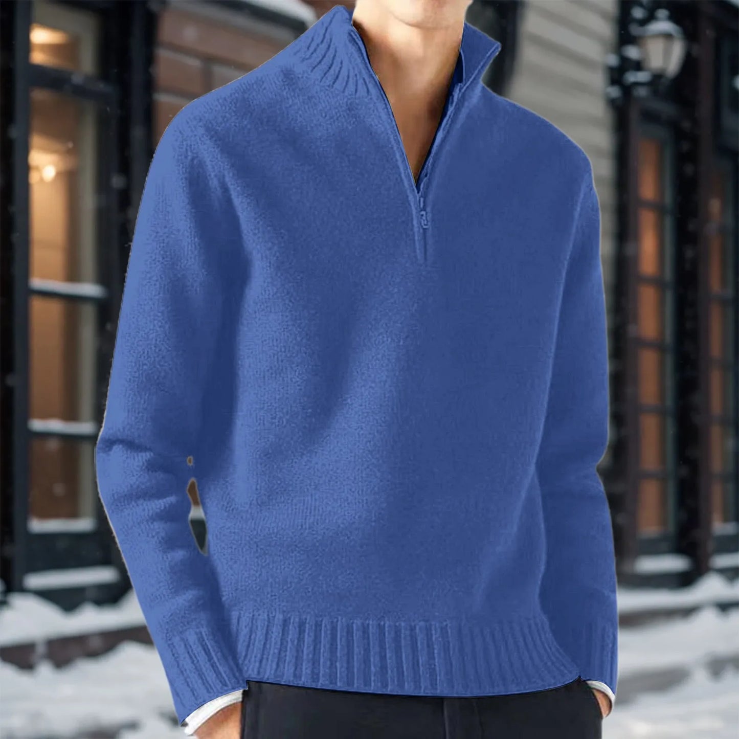 Men's Knit Half Zip Long Sleeve Sweater