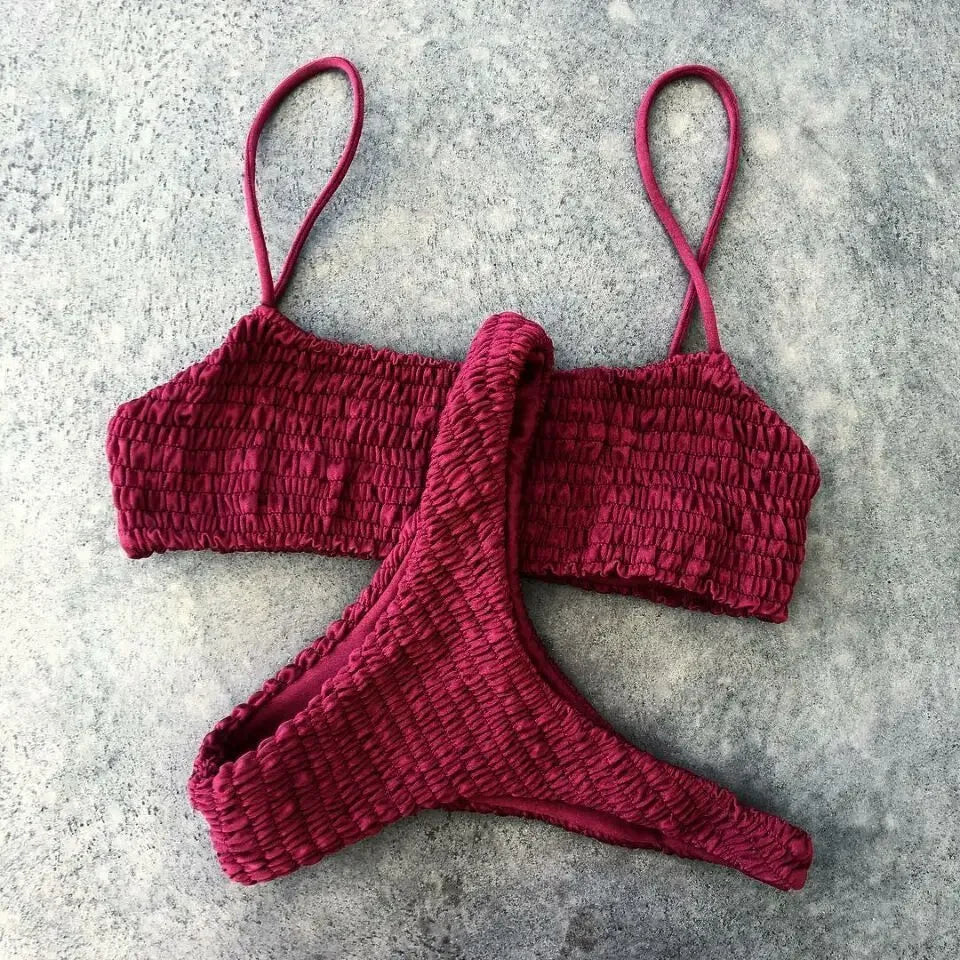 Women's Bikini Set Pleated Swimsuit