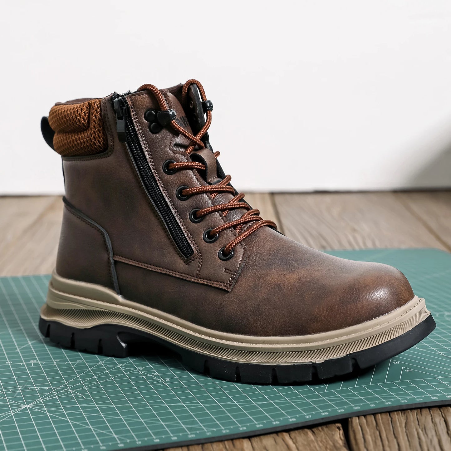 Men's Light Weight Steel Toe Leather Boots