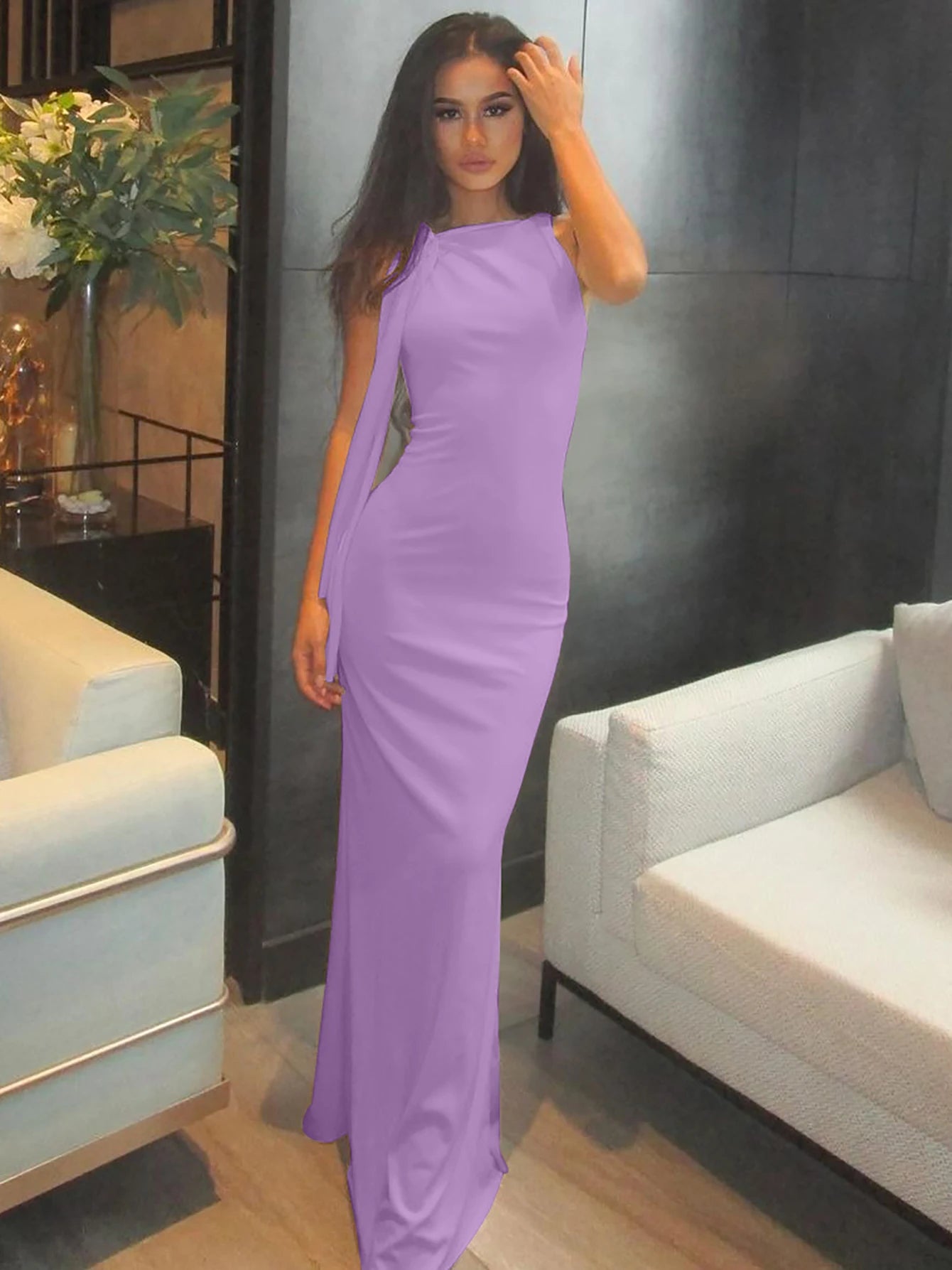 Women's O Neck Sleeveless Bodycon Long Dress