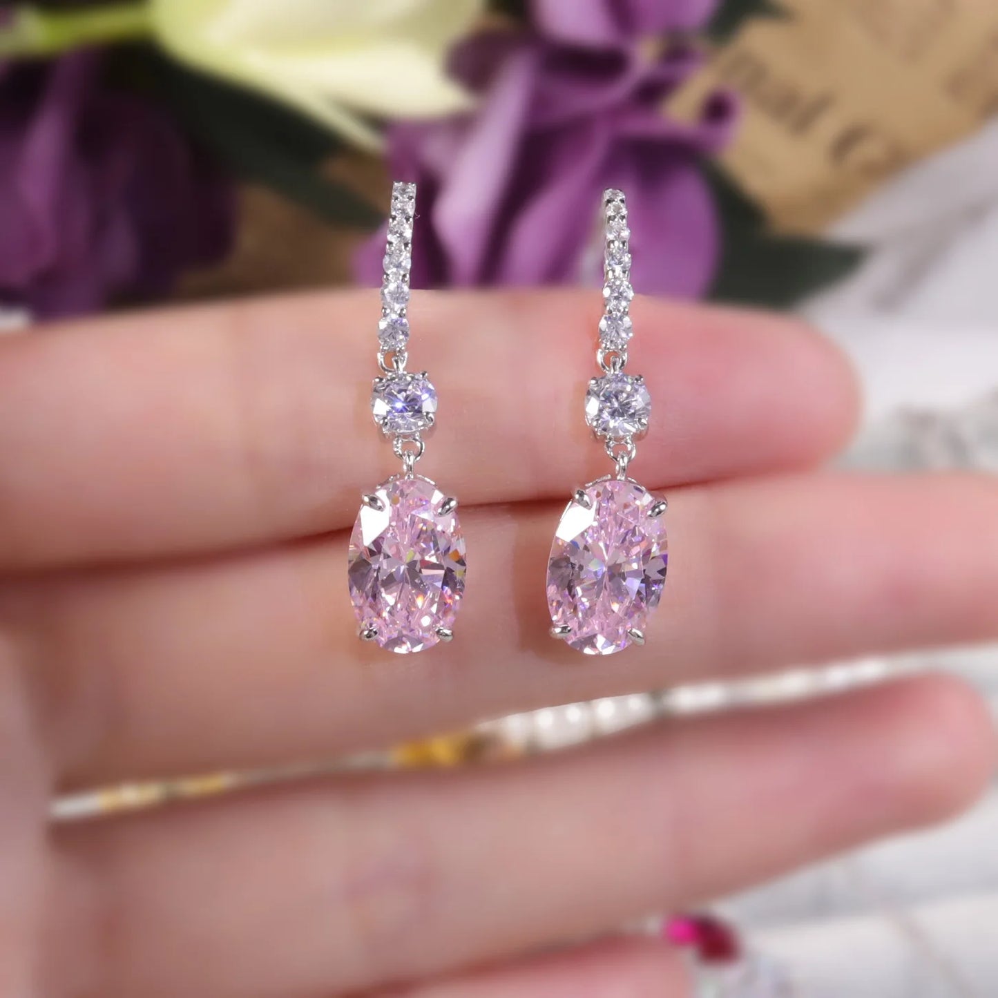 Women's Diamond Pink Earrings